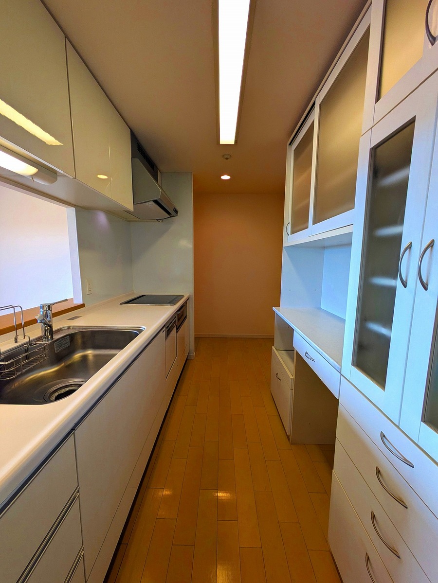 カップボード付きのカウンターキッチン