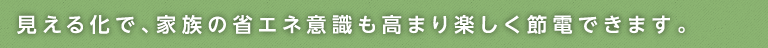 見える化で、家族の省エネ意識も高まり楽しく節電できます。