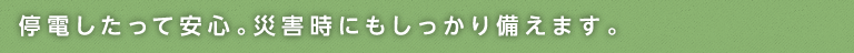 停電したって安心。災害時にもしっかり備えます。